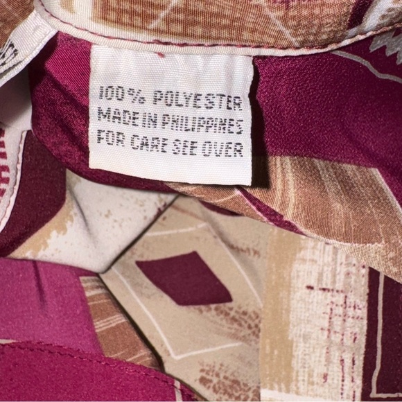 Alfred Dunner 20 1X Shirt Top Brown Geometric Button Up Long Sleeve Collared - Picture 7 of 8